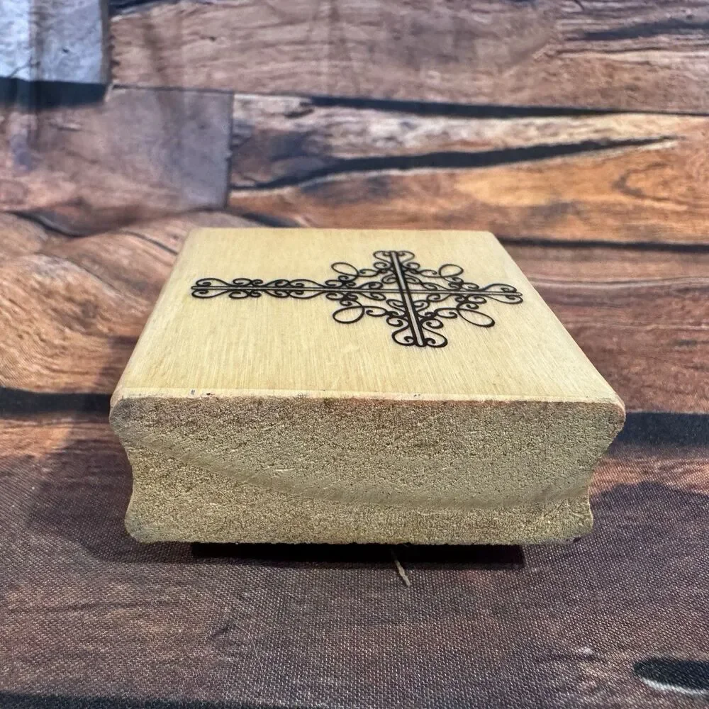 Decorative Cross Rubber Stamp Wood Mounted Craft Scrapbooking Faith Christian